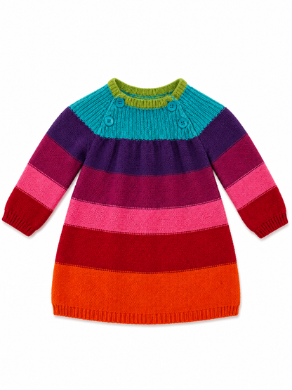 Baby Gap Rainbow Knit Sweater Dress – Multicolor Striped Size 6–12 Month