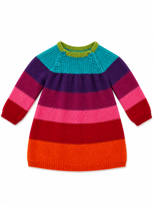Baby Gap Rainbow Knit Sweater Dress – Multicolor Striped Size 6–12 Month