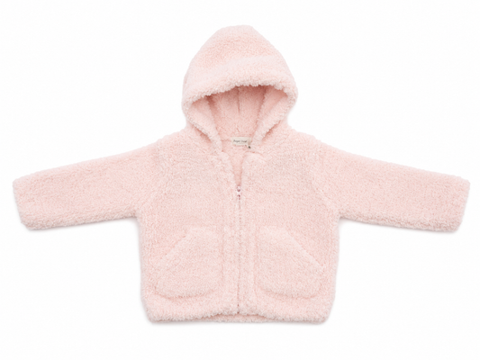 Angel Dear Baby Teddy Fleece Hoodie – Soft Pink Zip-Up Jacket Size 6–12 Months