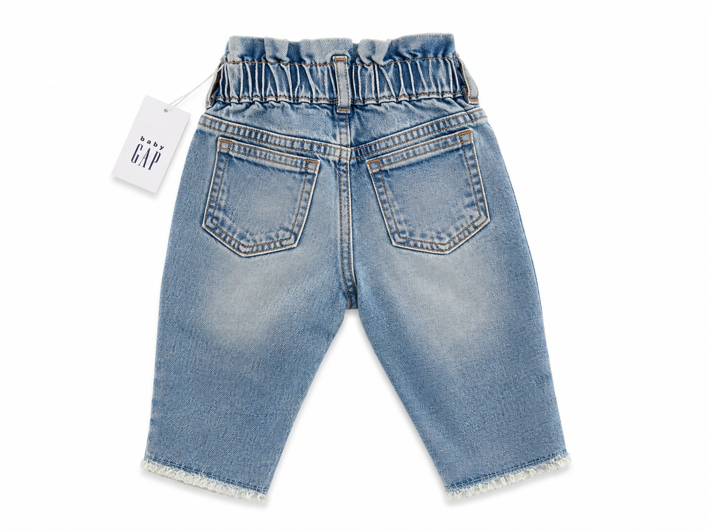 Baby Gap Paperbag Waist Denim Jeans – Light Wash; Size 12–18 Months NWT