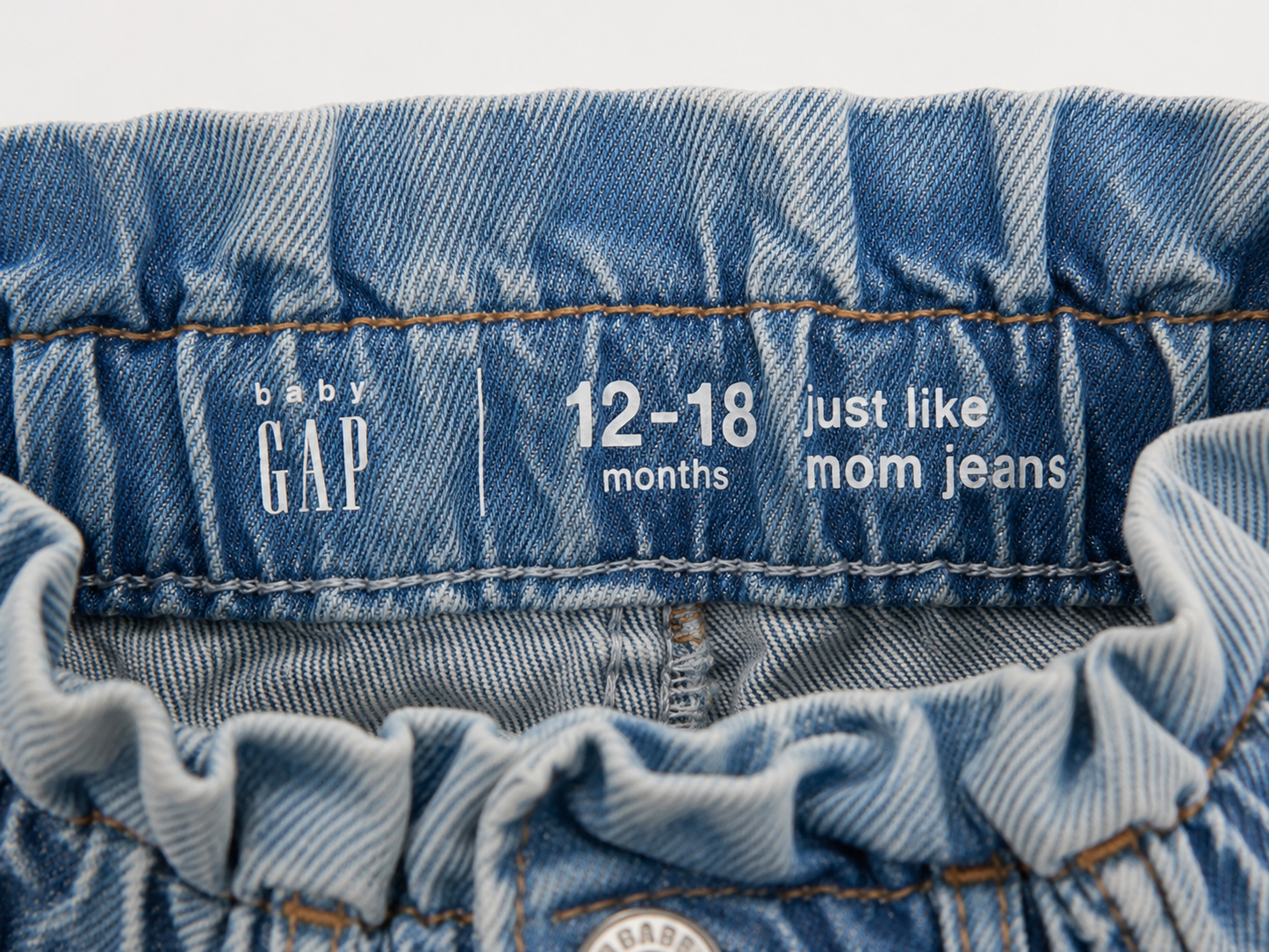 Baby Gap Paperbag Waist Denim Jeans – Light Wash; Size 12–18 Months NWT