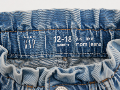 Baby Gap Paperbag Waist Denim Jeans – Light Wash; Size 12–18 Months NWT