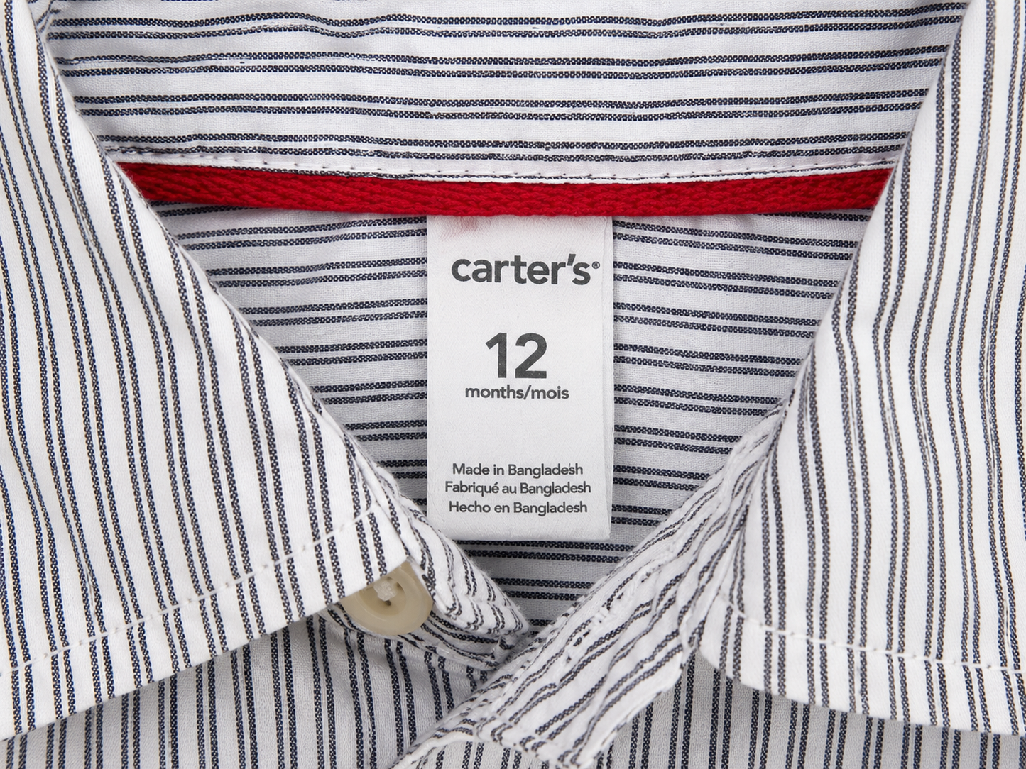Carter's Baby Boy Striped Button-Up Bodysuit – 12 Months