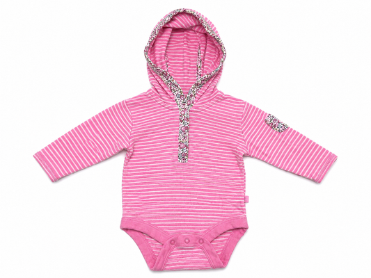 Baby Gap Pink Striped Hooded Bodysuit – Up to 3 Months