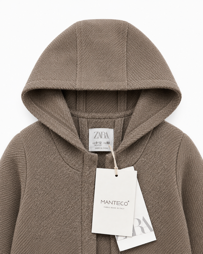 Zara Manteco Hooded Coat – Size 9–12 Months NWT