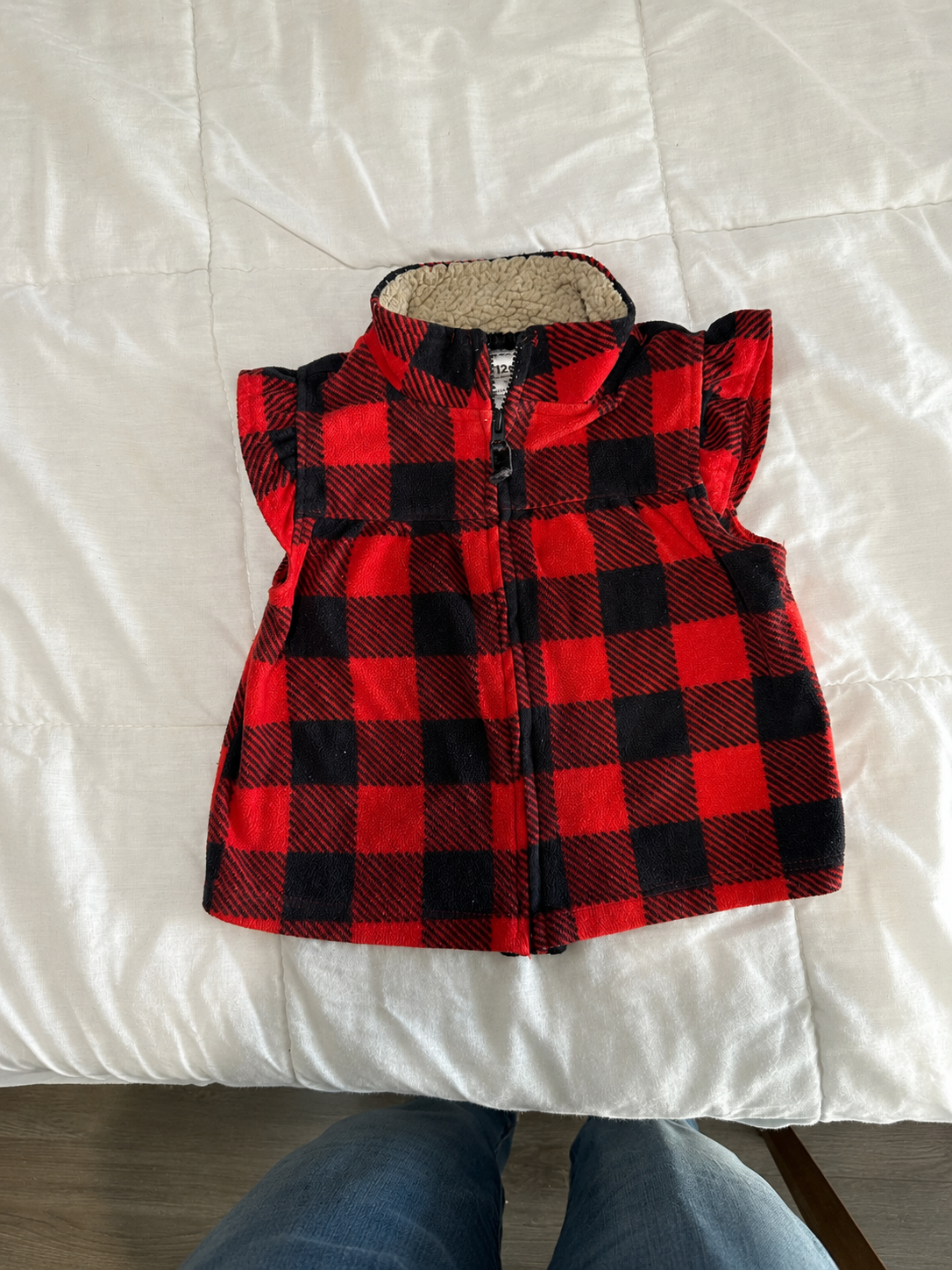 Carter's Buffalo Plaid Sherpa-Lined Fleece Vest – Size 12 Months