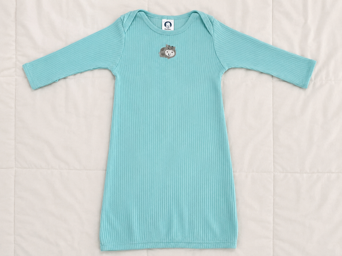 Gerber Baby Ribbed Sleep Gown – Aqua – 0–6 Months