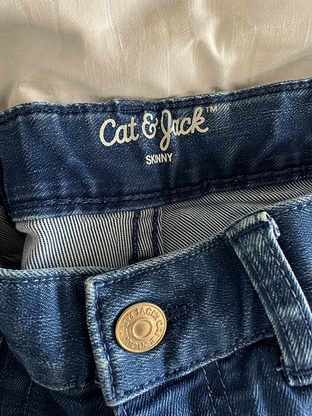 Cat & Jack Girls Heart Knee Patch Jeans – Dark Wash -Size 12 Months
