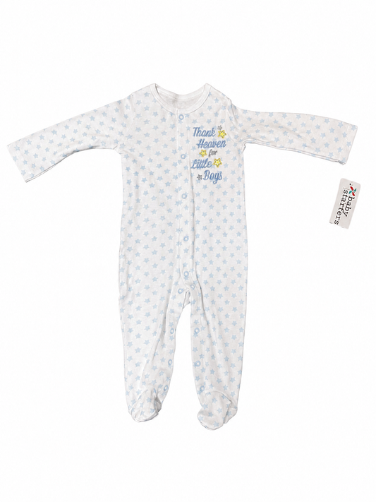 Baby Starters “Thank Heaven for Little Boys” Footed Sleeper – Size 9 Months NWT
