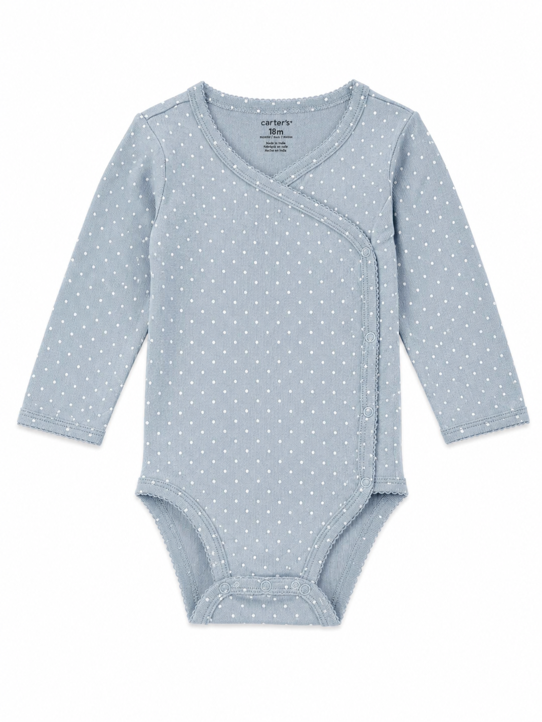 Carter’s Blue Polka-Dot Wrap Bodysuit – Size 18 Months