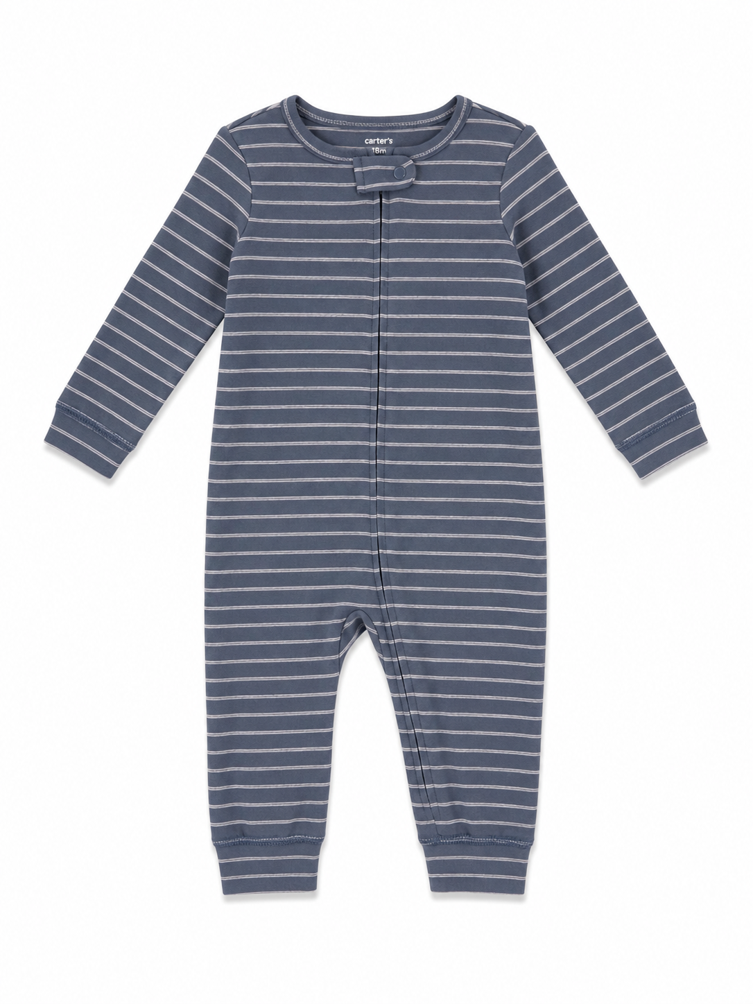 Carter’s Blue Striped Zip Romper – Size 9 Months - New