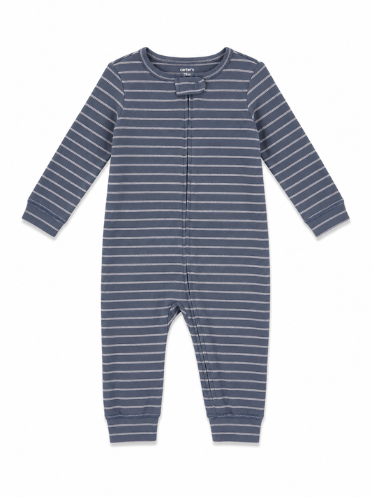 Carter’s Blue Striped Zip Romper – Size 9 Months - New
