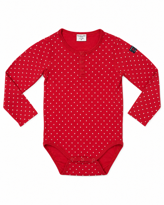 Polarn O. Pyret Red Polka-Dot Bodysuit – Size 1–1.5 Years