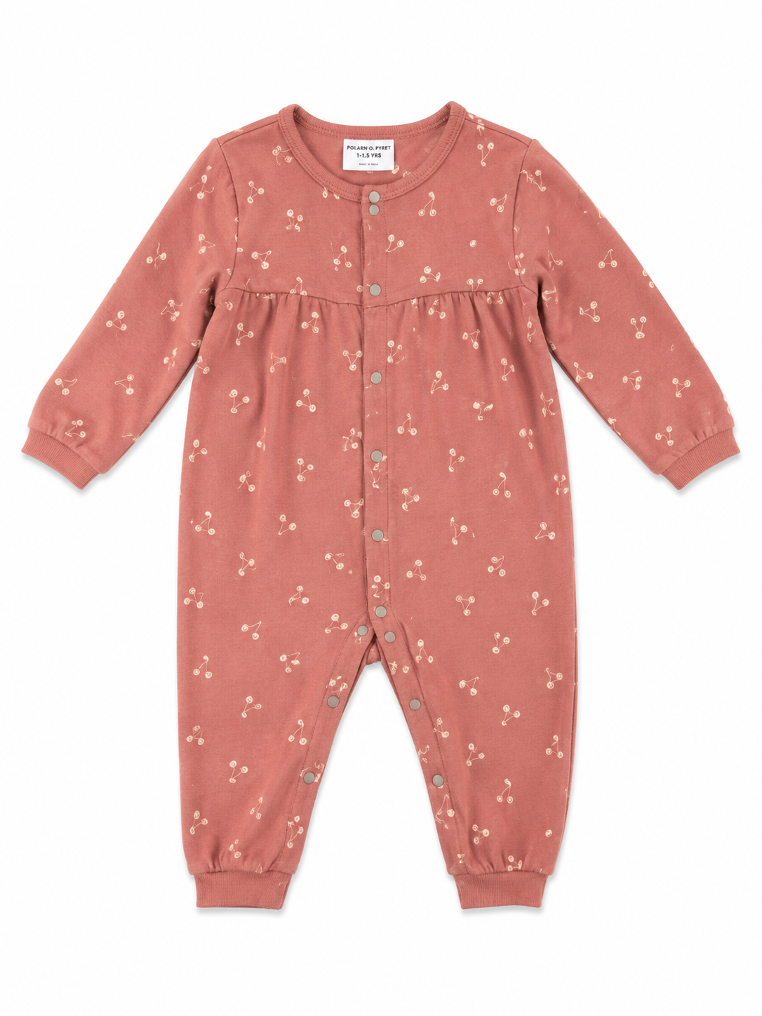 El Fin Doll Dusty Rose Cherry-Print Romper – Size 80 Size 9 - 12 Months
