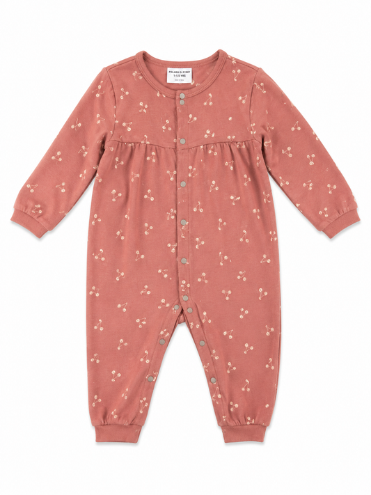 El Fin Doll Dusty Rose Cherry-Print Romper – Size 80 Size 9 - 12 Months