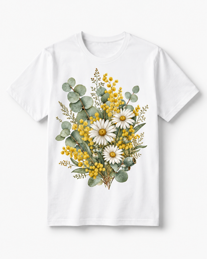 Golden Wattle & Daisy Bouquet T-Shirt