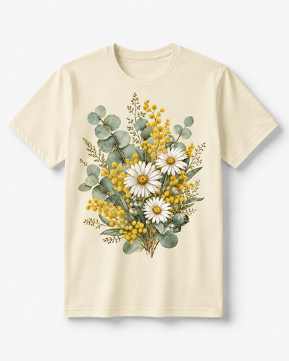 Golden Wattle & Daisy Bouquet T-Shirt