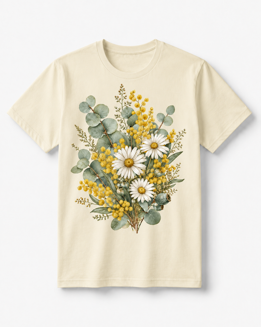 Golden Wattle & Daisy Bouquet T-Shirt