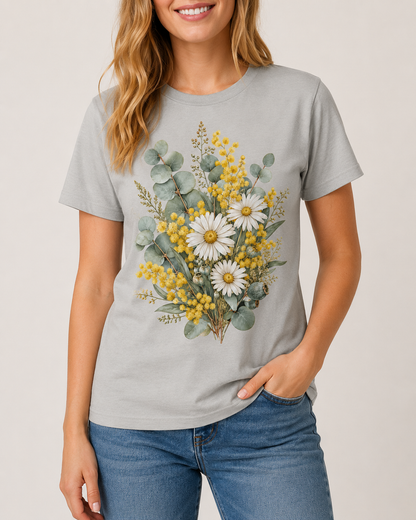 Golden Wattle & Daisy Bouquet T-Shirt