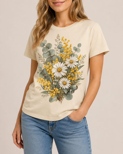 Golden Wattle & Daisy Bouquet T-Shirt