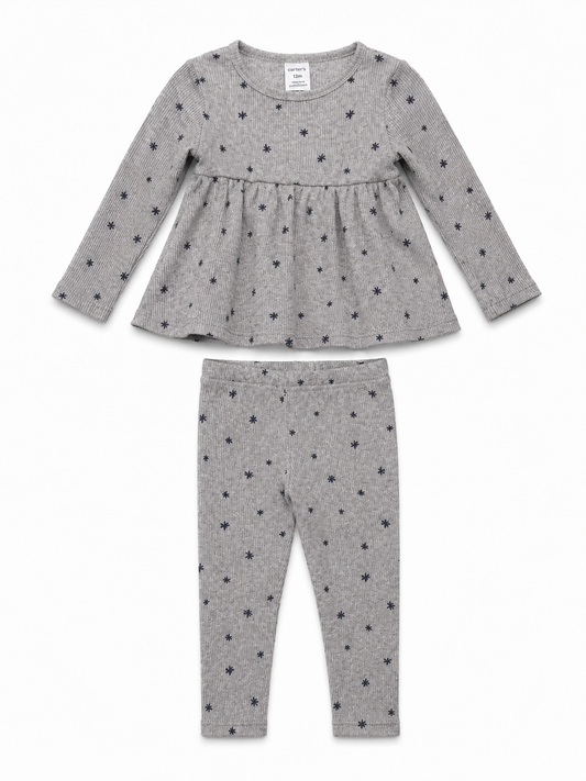 Gerber Modern Moments Gray Star-Print Two-Piece Set – Size 6–9 Months