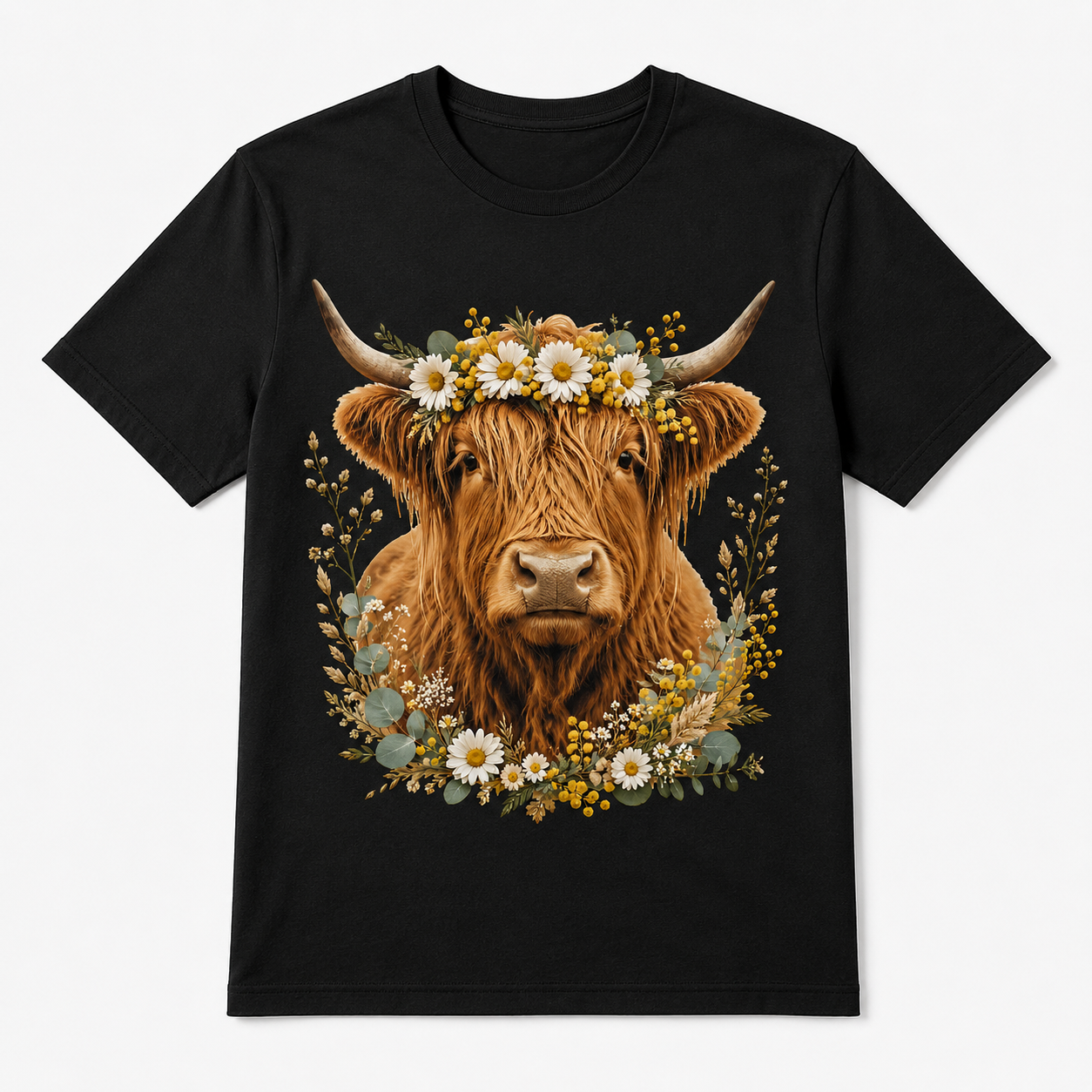 Floral Highland Cow T-Shirt