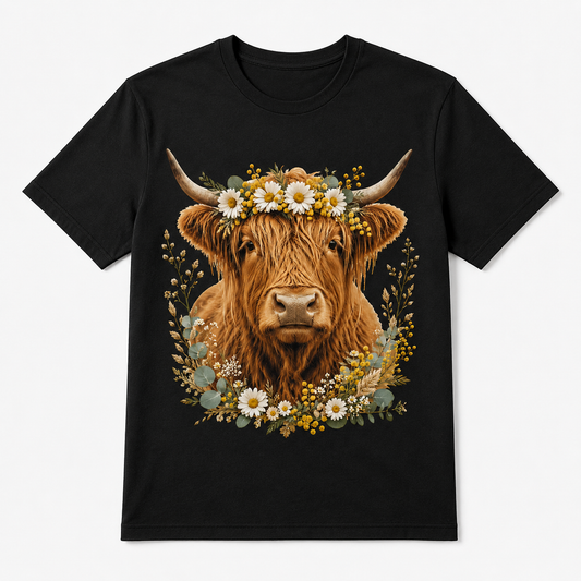 Floral Highland Cow T-Shirt