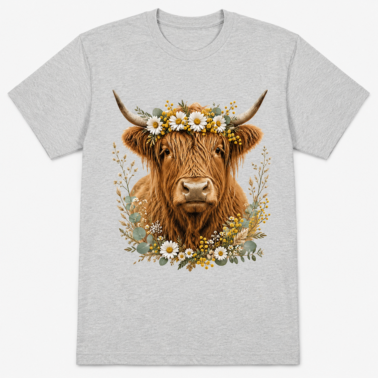 Floral Highland Cow T-Shirt