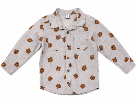 Old Navy Bear-Print Button-Down Shirt – Size 4T