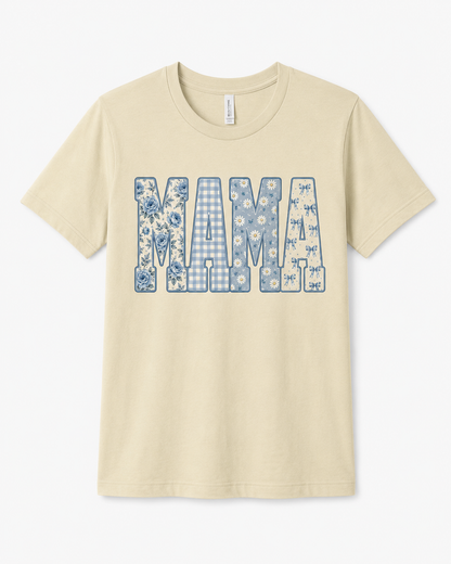 The Blue Patchwork MAMA T-Shirt