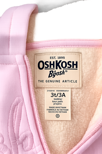 OshKosh Pink Sherpa-Lined Zip Hoodie – Size 3T
