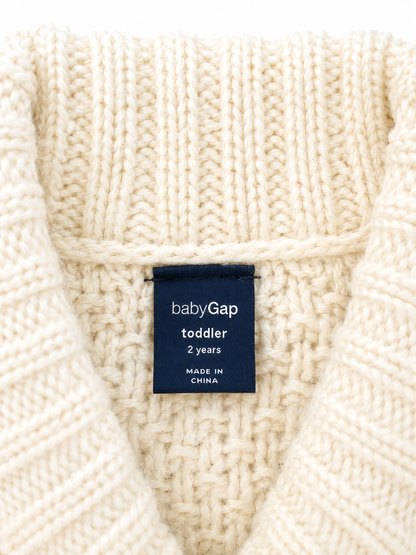 BabyGap Toddler Cream Chunky Knit Cardigan – 18–24 Months