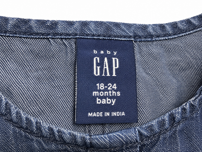 Baby GAP Denim Bow Dress – 18–24 Months