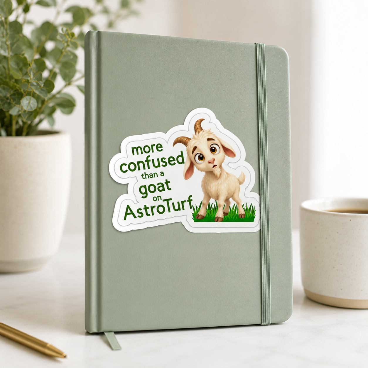 More Confused Than a Goat on AstroTurf Sticker – 10cm