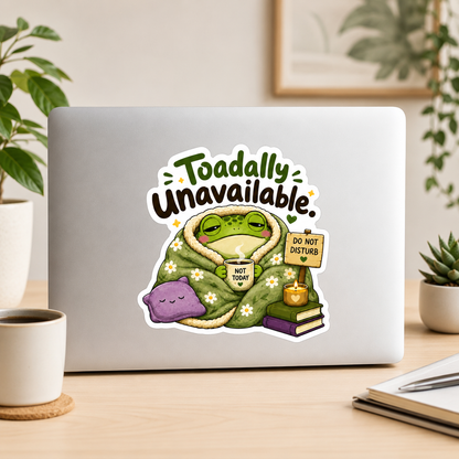 Toadally Unavailable Frog Sticker – 10cm
