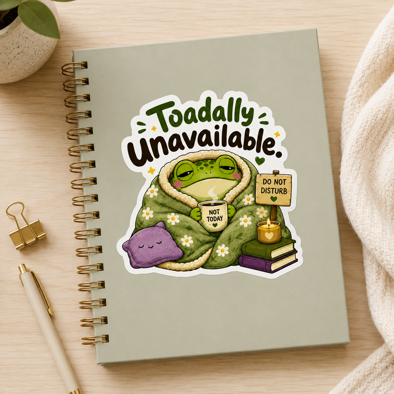 Toadally Unavailable Frog Sticker – 10cm