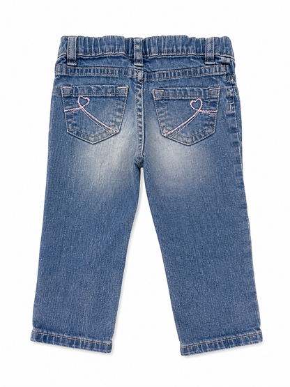 Est. 89 Medium-Wash Heart-Detail Jeans Size 12-18