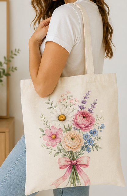 Pastel Wildflower Bouquet Tote Bag