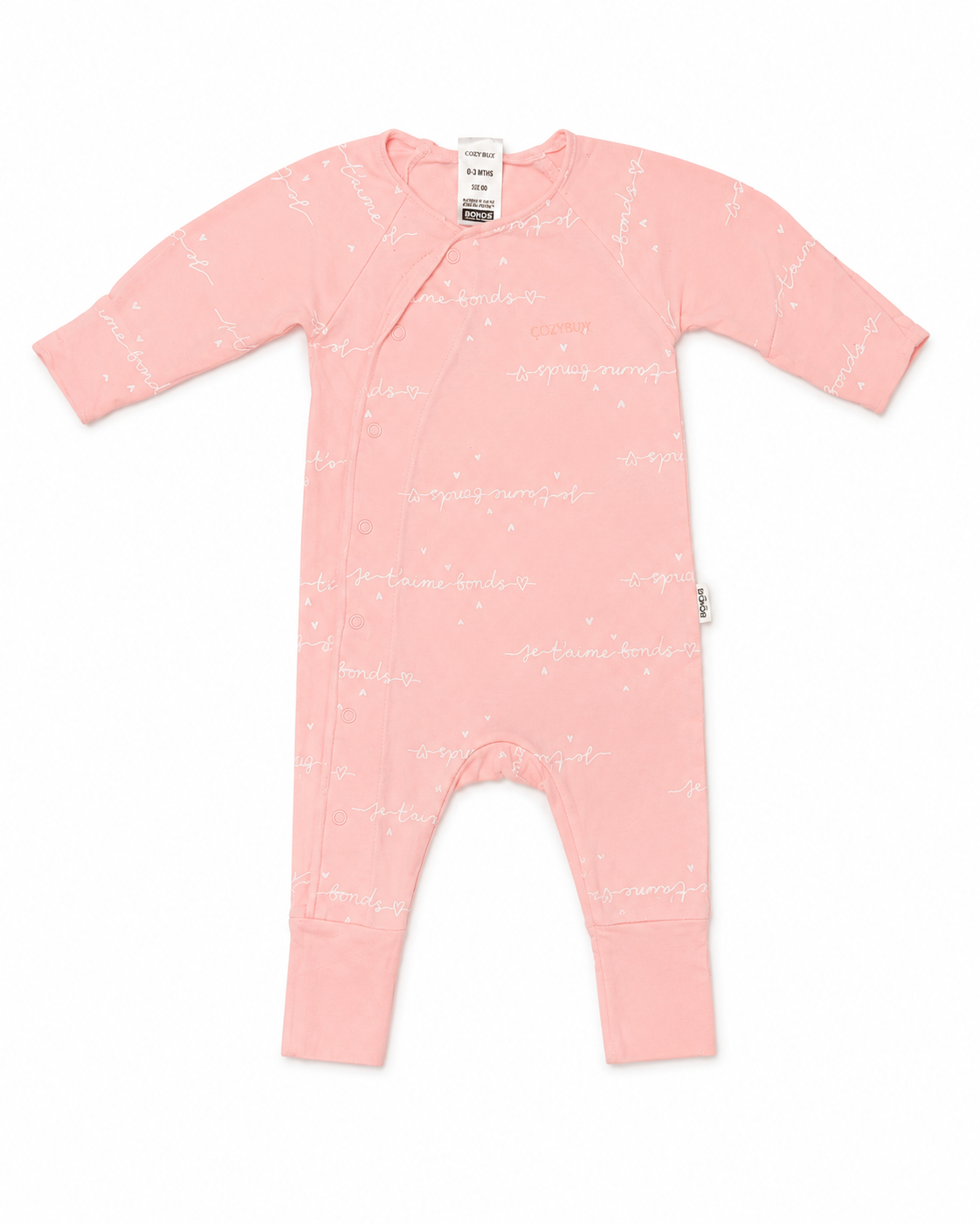 Bonds Baby Girls’ Pink Long-Sleeve Romper – 0–3 Months
