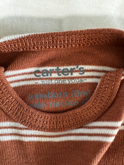 Carter's Brown Striped Long-Sleeve Bodysuit nb-1 mth