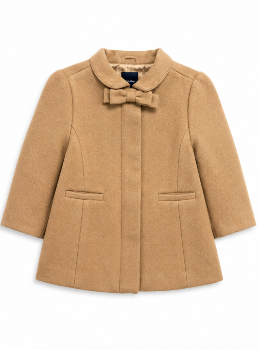 Baby Gap Camel Wool Blend Coat with Bow Detail Toddler Girls 0-6 months