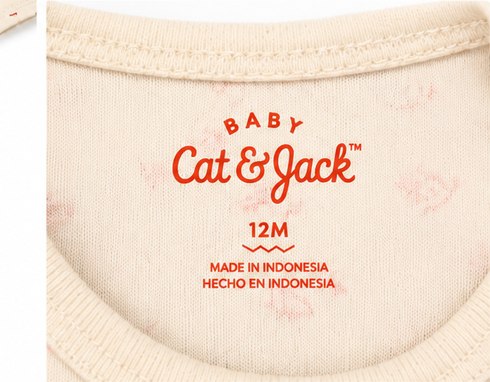 Cat & Jack Cream Floral Long-Sleeve Bodysuit – Size 12 Months