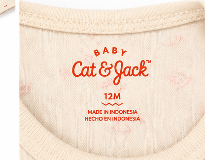Cat & Jack Cream Floral Long-Sleeve Bodysuit – Size 12 Months